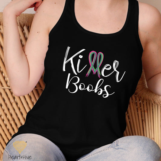 Killer Tits, Boobs, or Tatas Metastatic Breast Cancer // Ladies Racerback Tank // Black