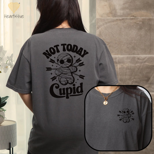 Not Today Cupid Voodoo Doll // Double-Sided Unisex Tee // 3 COLORS - Heart & Hive Designs