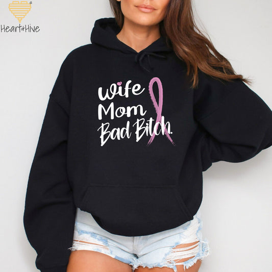 Wife Mom Fighter or Wife Mom Bad Bitch // Breast Cancer Awareness Sweatshirts // Pullovers // 2 Colors