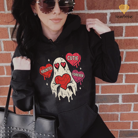 Haunted Cutie Forever Ghost // Spooky Valentines Day // Optional Bleeding Heart Sleeves // BLACK