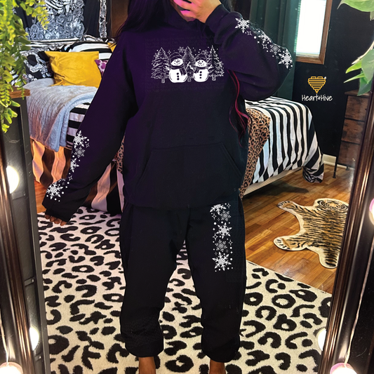 Snowman and Christmas Tress // Optional Snowflake Sleeves // BLACK