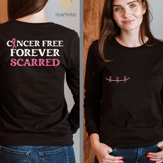 Right Mastectomy Forever Scarred Breast Cancer // Unisex Long Sleeve Tee // BLACK - Heart & Hive Designs