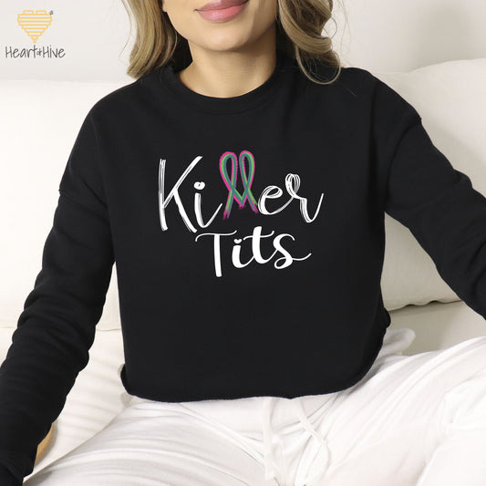 Killer Tits Metastatic Breast Cancer // Crop Hoodie & Crew Fleece // 2 COLORS - Heart & Hive Designs