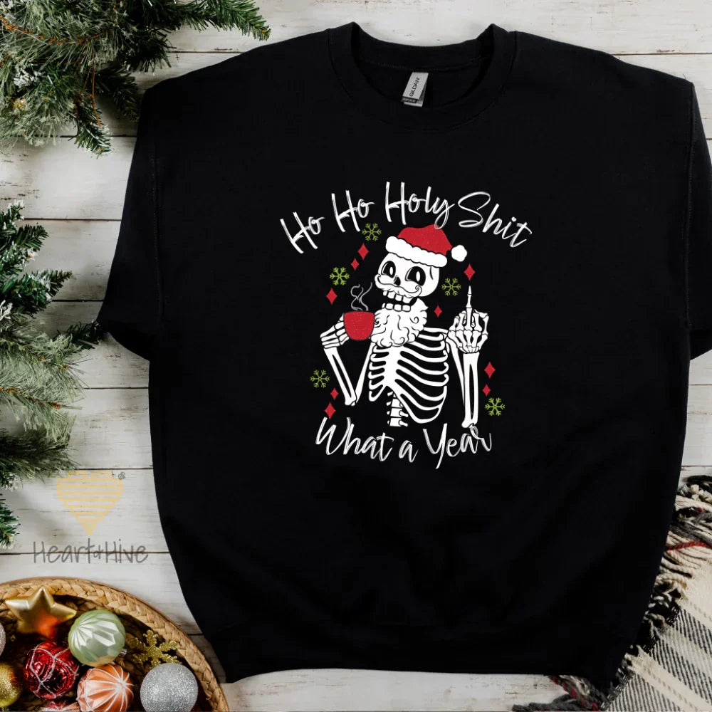 Skeleton Middle Finger What a Year // Pullovers // Black - Heart & Hive Designs