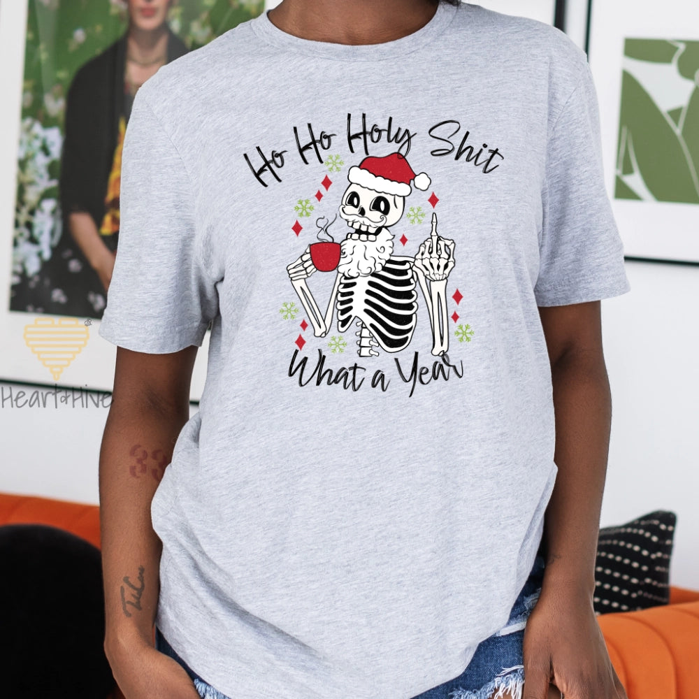 Skeleton Middle Finger What a Year // Unisex Tee // 3 COLORS - Heart & Hive Designs