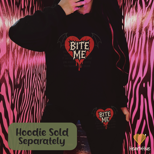 Bite Me Bat Wing Bleeding Heart Design // Unisex Softstyle Joggers // BLACK