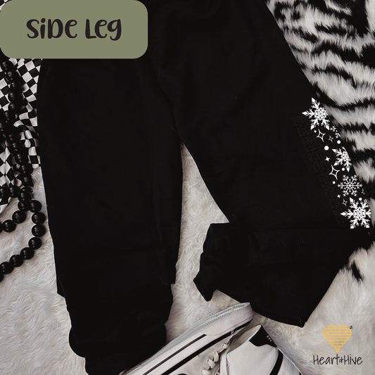 Christmas Snowflake // Softstyle Joggers // BLACK