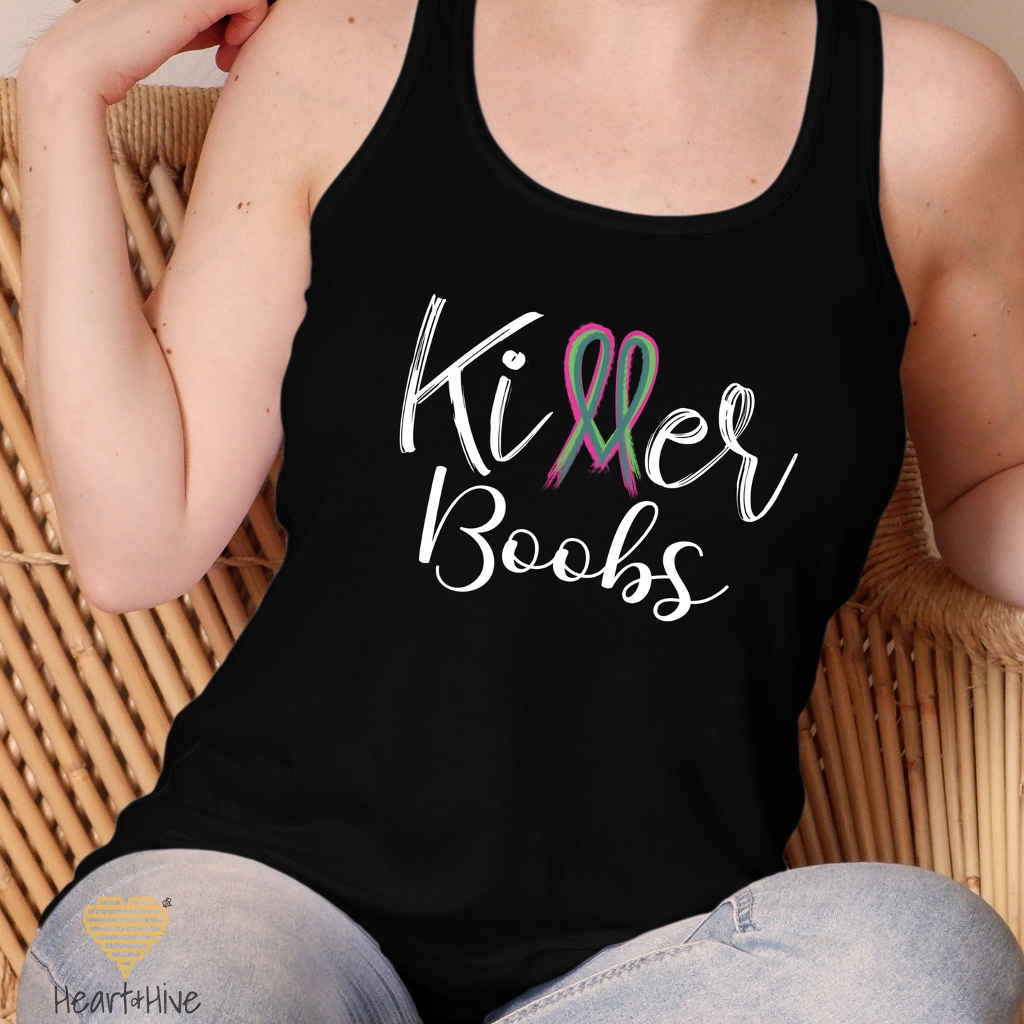 Killer Tits, Boobs, or Tatas Metastatic Breast Cancer // Ladies Racerback Tank // Black