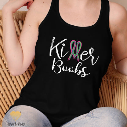 Killer Tits, Boobs, or Tatas Metastatic Breast Cancer // Ladies Racerback Tank // Black