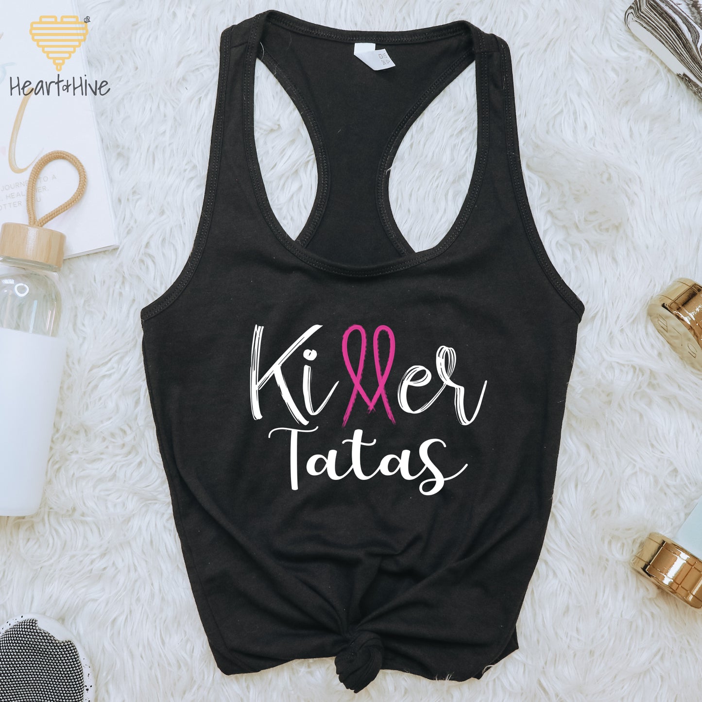 Killer Tits, Boobs or Tatas // Breast Cancer // Ladies Racerback Tank // Black