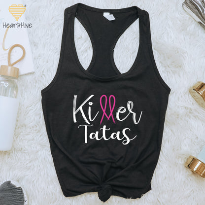 Killer Tits, Boobs or Tatas // Breast Cancer // Ladies Racerback Tank // Black