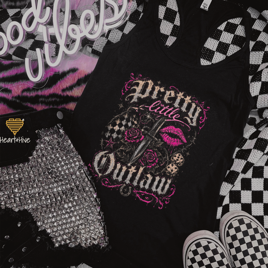 Pretty Little Outlaw - Women's Western Punk Style Top // Racerback Tank Top // Black