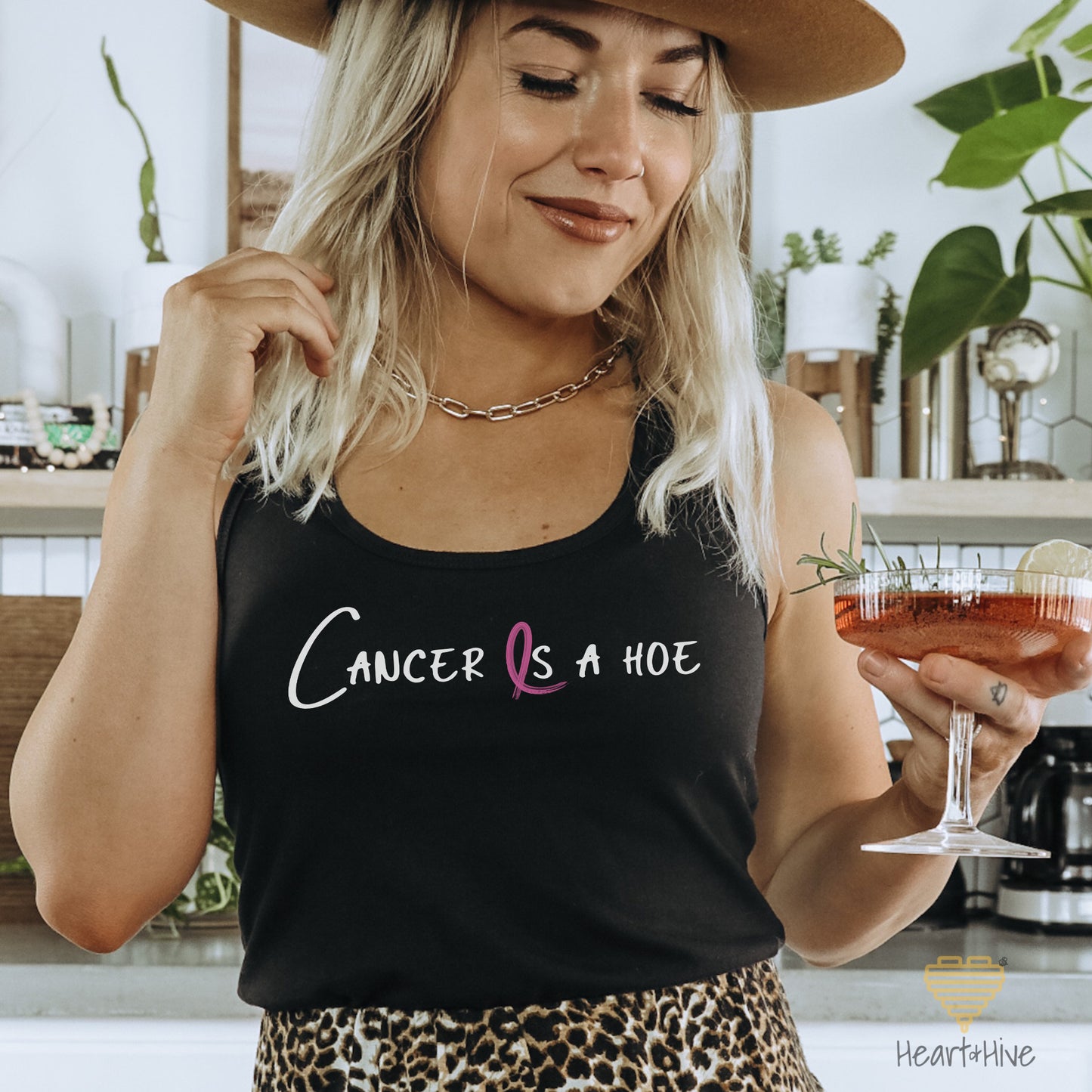 Cancer is a Hoe Breast Cancer // Ladies Racerback Tank // Black