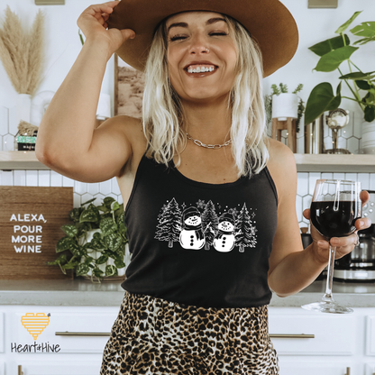 Snowman and Christmas Tress // Optional Snowflake Sleeves // BLACK