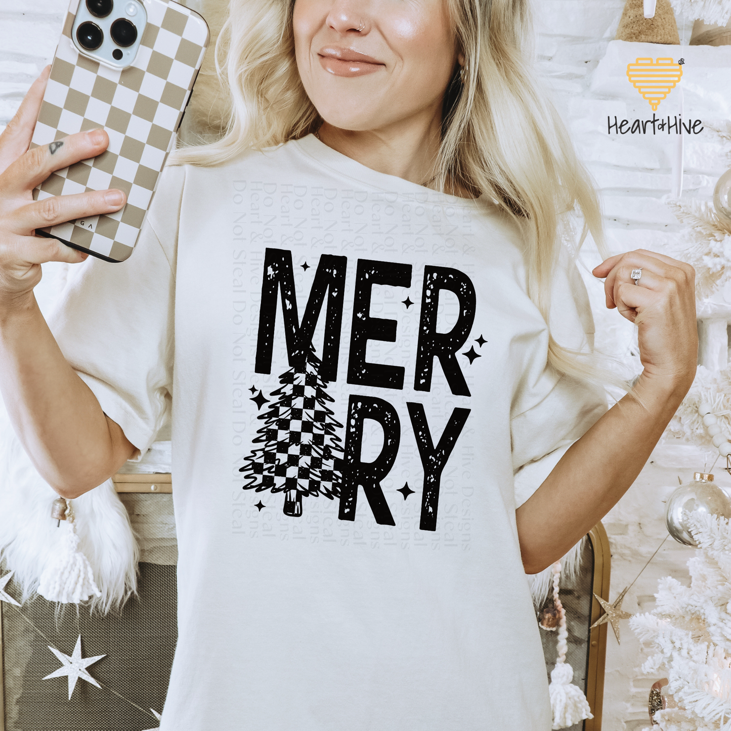 Merry Checkered Christmas Tree // Unisex Tee // 4 COLORS