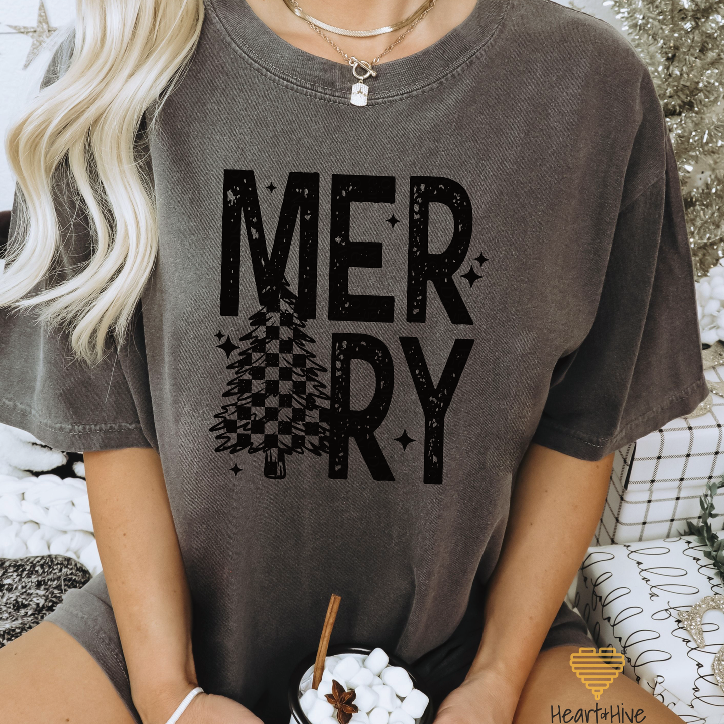 Merry Checkered Christmas Tree // Unisex Tee // 4 COLORS