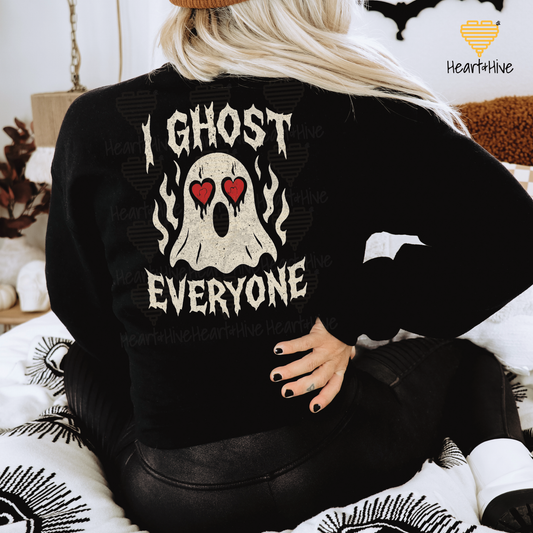 I Ghost Everyone Spooky Valentines Day // Optional Bleeding Heart Sleeves // BLACK