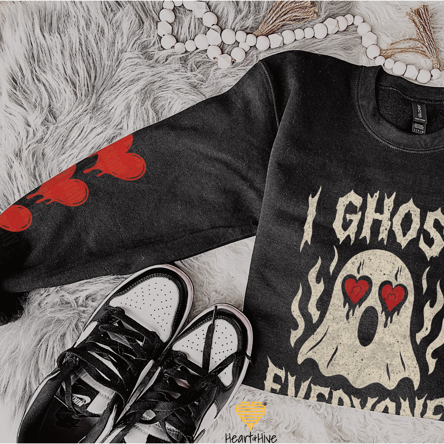 I Ghost Everyone Spooky Valentines Day // Optional Bleeding Heart Sleeves // BLACK