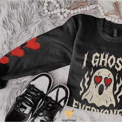 I Ghost Everyone Spooky Valentines Day // Optional Bleeding Heart Sleeves // BLACK
