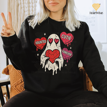 Haunted Cutie Forever Ghost // Spooky Valentines Day // Optional Bleeding Heart Sleeves // BLACK