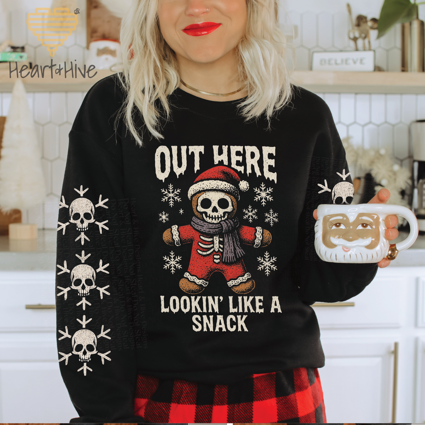 Out Here Looking Like a Snack Spooky Gingerbread // Optional Skeleton Snowflake Sleeve // BLACK