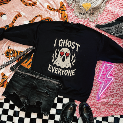 I Ghost Everyone Spooky Valentines Day // Optional Bleeding Heart Sleeves // BLACK