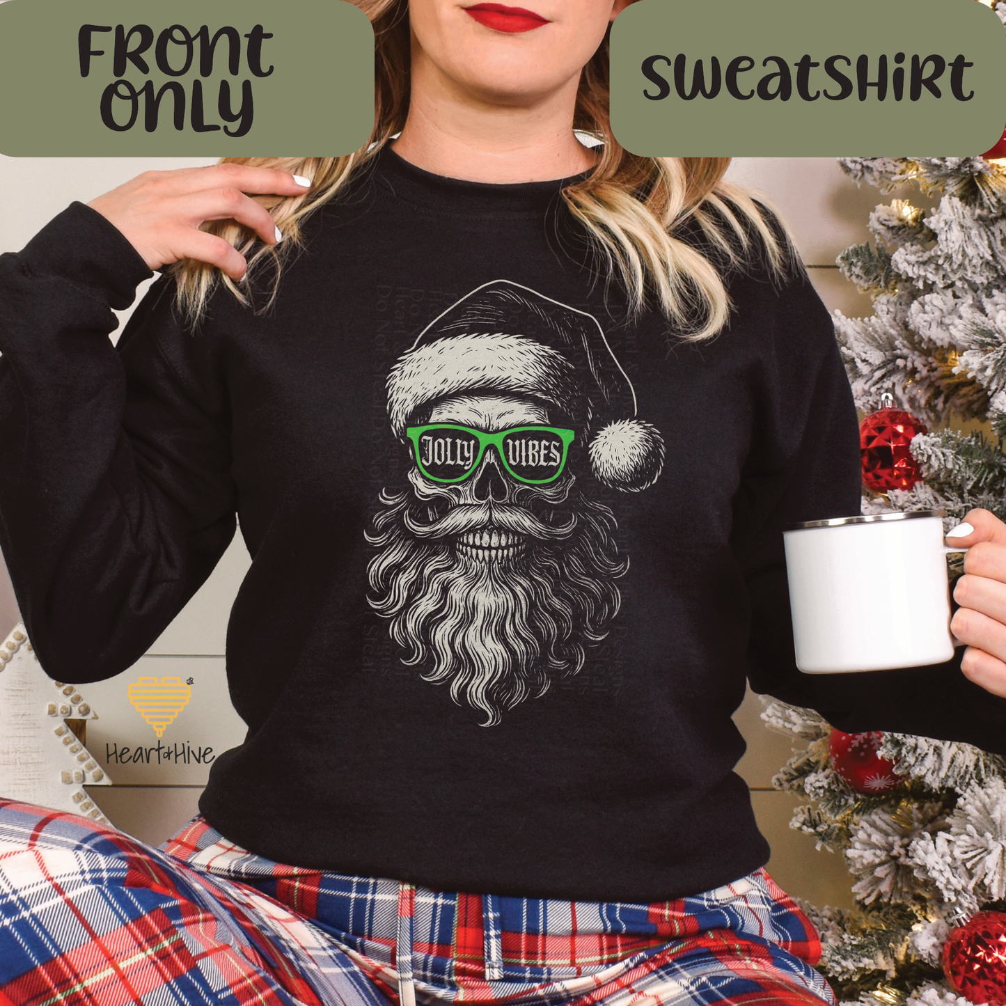 Jolly Vibes Skeleton Santa // Optional Skeleton Snowflake Sleeve // BLACK