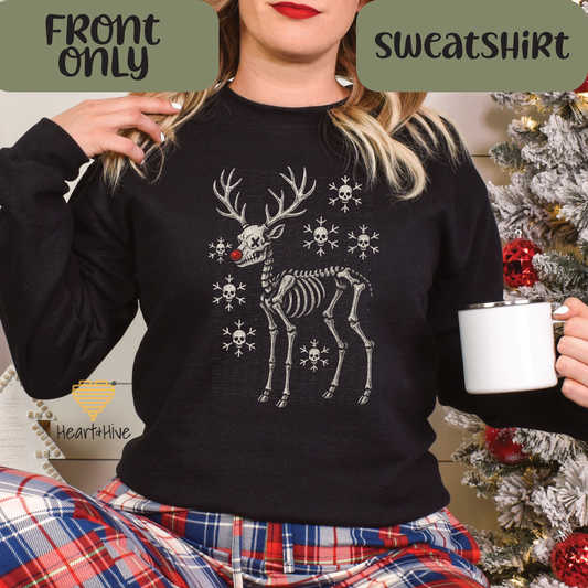 Christmas Skeleton Reindeer // Optional Skeleton Snowflake Sleeve // BLACK