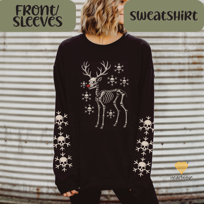 Christmas Skeleton Reindeer // Optional Skeleton Snowflake Sleeve // BLACK