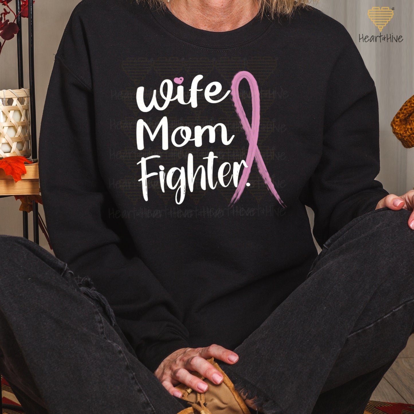 Wife Mom Fighter or Wife Mom Bad Bitch // Breast Cancer Awareness Sweatshirts // Pullovers // 2 Colors