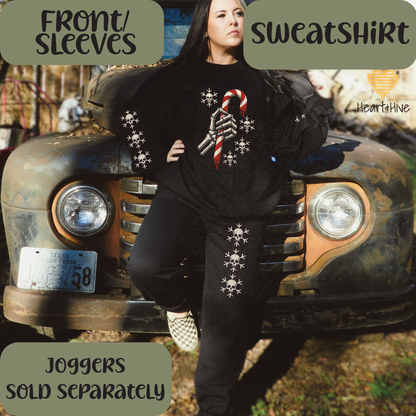 Spooky Skeleton Holding Candy Cane // Optional Skeleton Snowflake Sleeve // BLACK