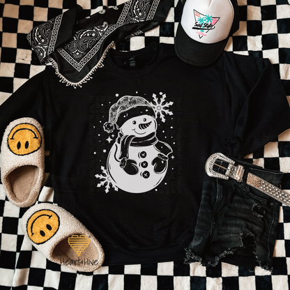 Lace Hat Snowman // Optional Snowflake Sleeves // BLACK