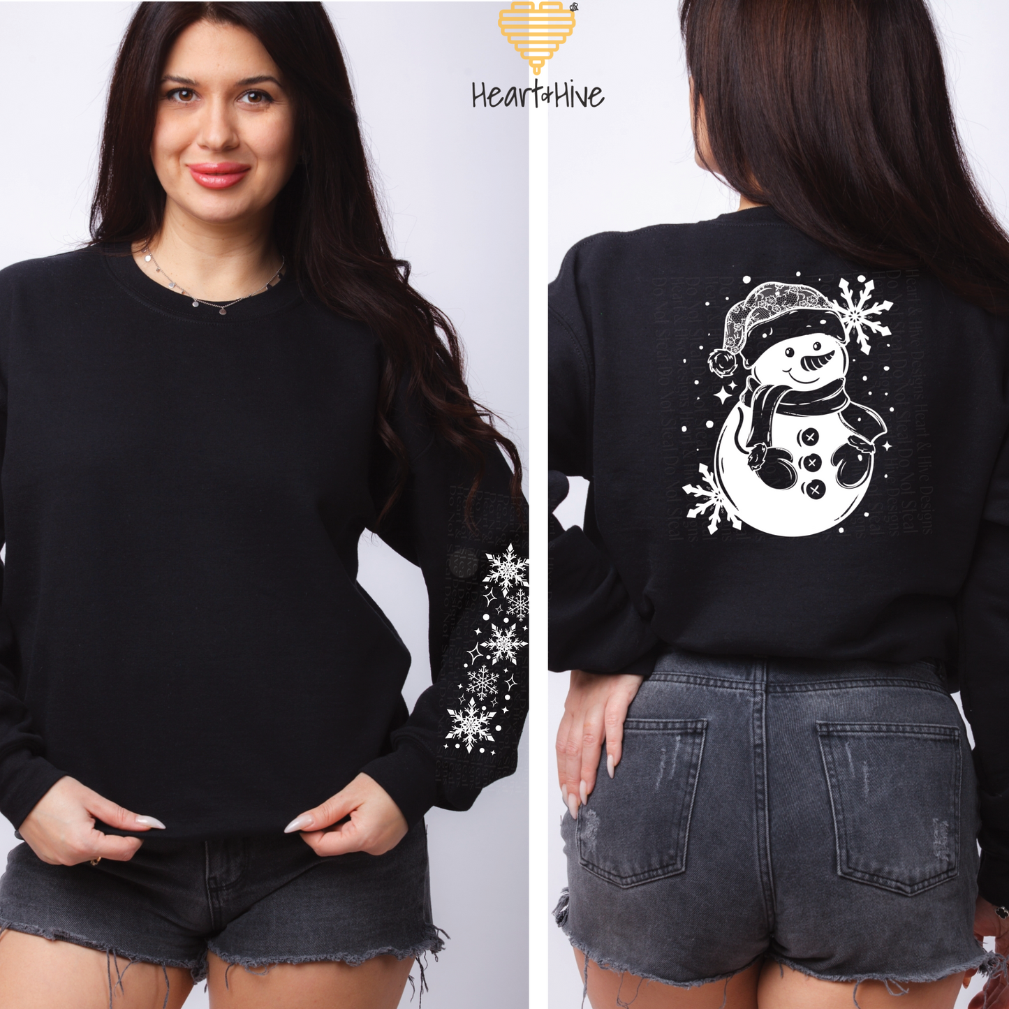 Lace Hat Snowman // Optional Snowflake Sleeves // BLACK