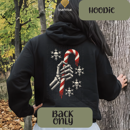 Spooky Skeleton Holding Candy Cane // Optional Skeleton Snowflake Sleeve // BLACK