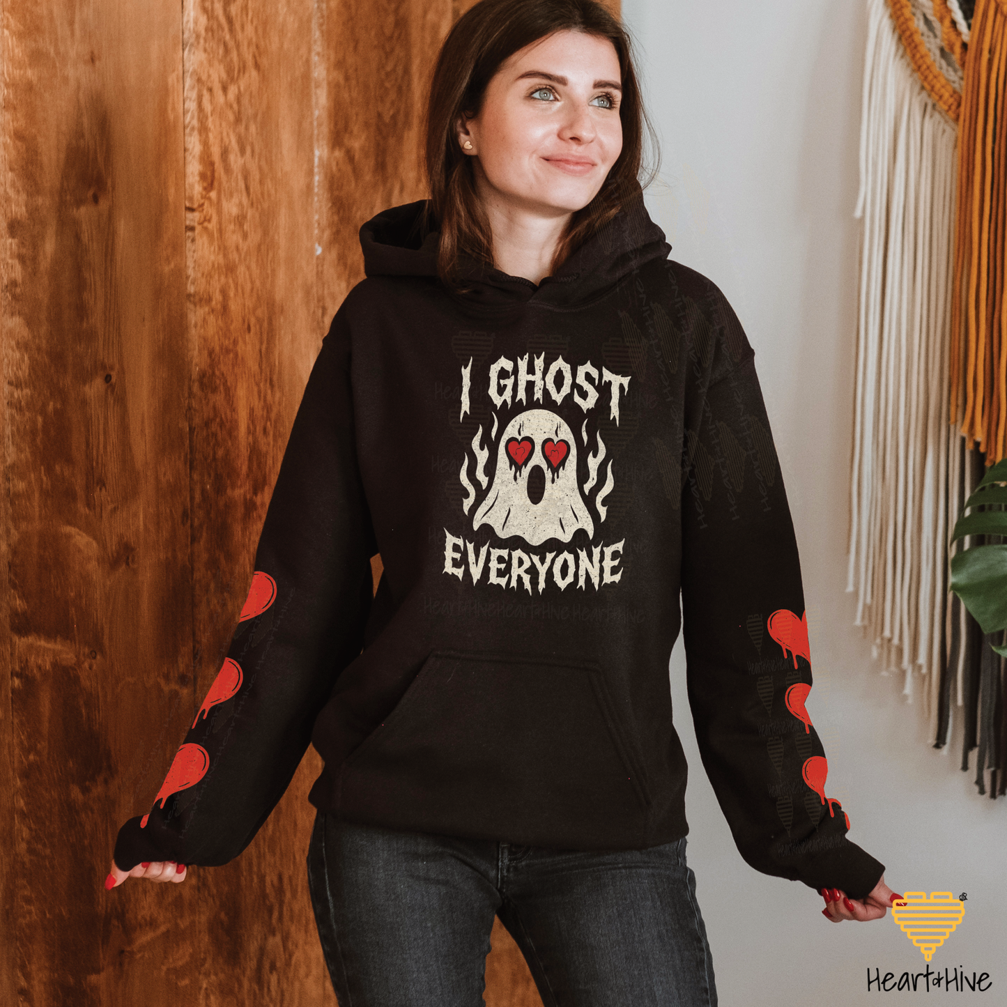 I Ghost Everyone Spooky Valentines Day // Optional Bleeding Heart Sleeves // BLACK