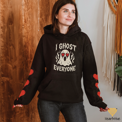 I Ghost Everyone Spooky Valentines Day // Optional Bleeding Heart Sleeves // BLACK