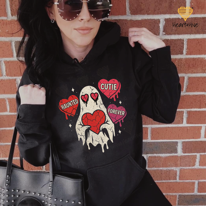 Haunted Cutie Forever Ghost // Spooky Valentines Day // Optional Bleeding Heart Sleeves // BLACK