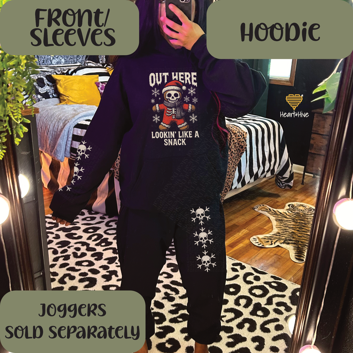 Out Here Looking Like a Snack Spooky Gingerbread // Optional Skeleton Snowflake Sleeve // BLACK
