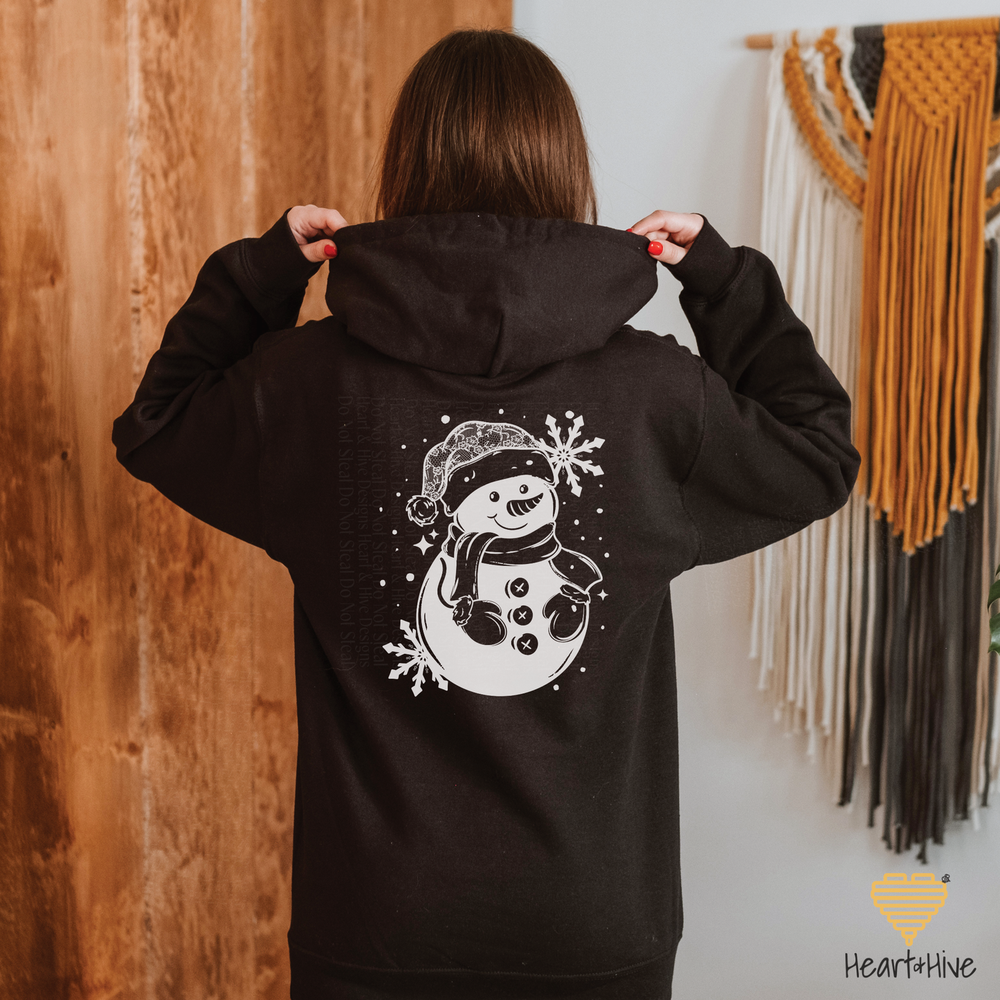 Lace Hat Snowman // Optional Snowflake Sleeves // BLACK