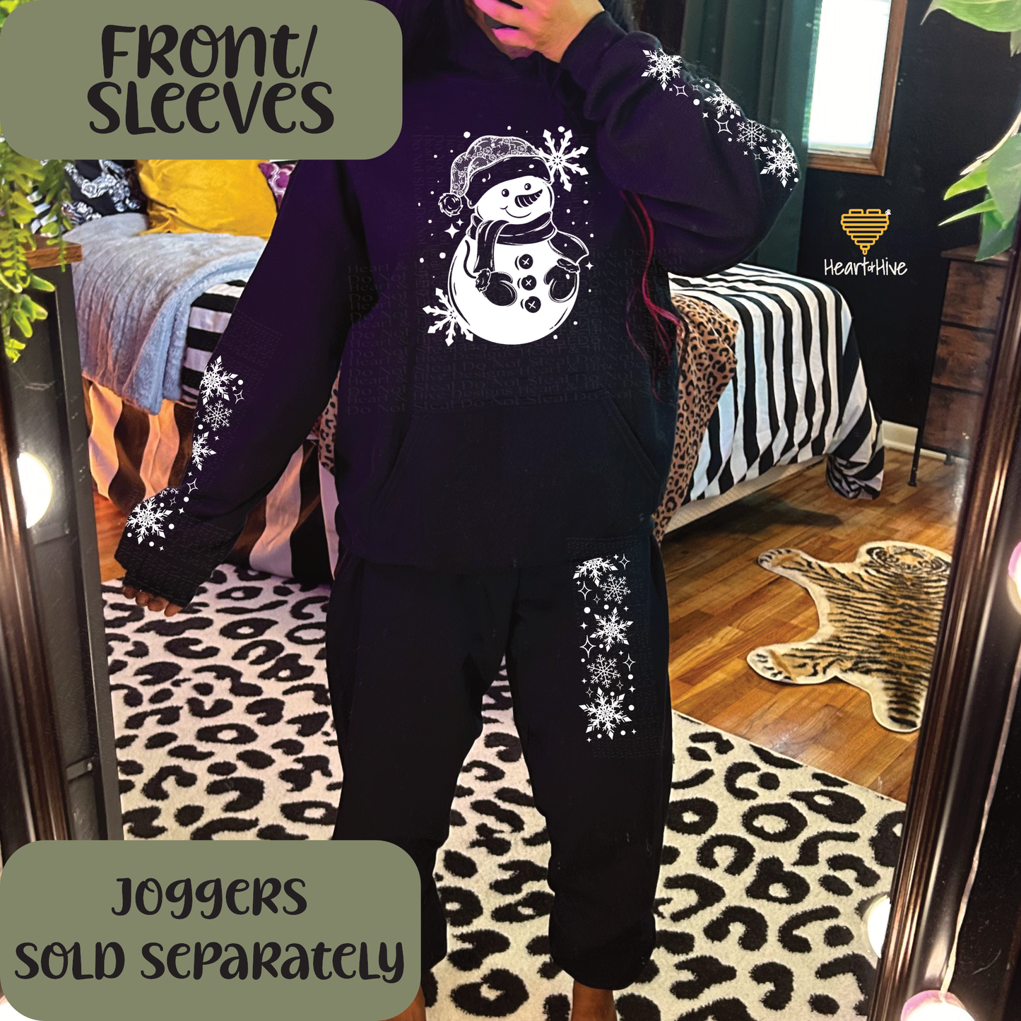 Lace Hat Snowman // Optional Snowflake Sleeves // BLACK