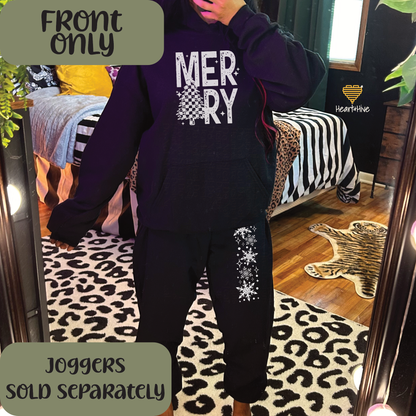 Merry Checkered Christmas Tree // Optional Snowflake Sleeves // BLACK