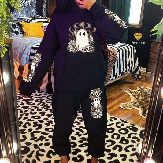 Cute Cottagecore Ghost Winter // Optional Matching Sleeves // BLACK