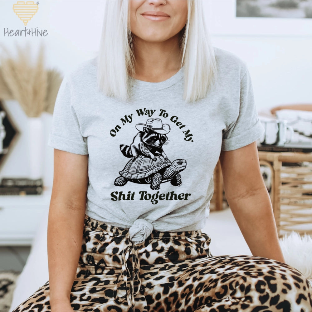 On My Way Funny Raccoon // Unisex Tee // 2 COLORS