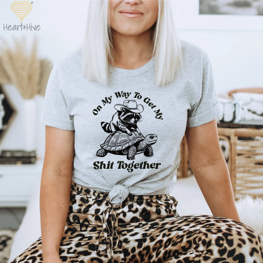 On My Way Funny Raccoon // Unisex Tee // 2 COLORS