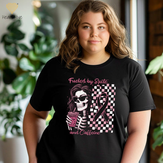 Fueled By Spite and Caffeine Breast Cancer // Unisex Tee // BLACK