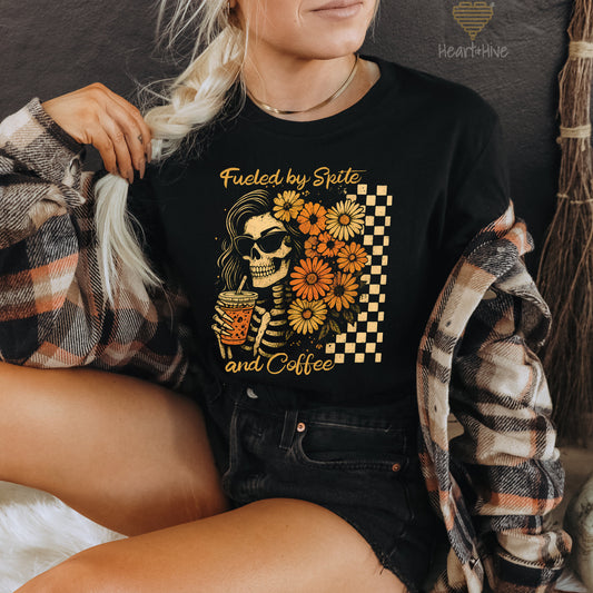 Fueled By Spite and Coffee // Unisex Tee // Black - Heart & Hive Designs