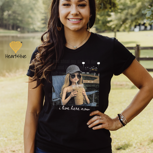 I Live Here Now Baseball Mom Doll Tee // Unisex Tee // Black