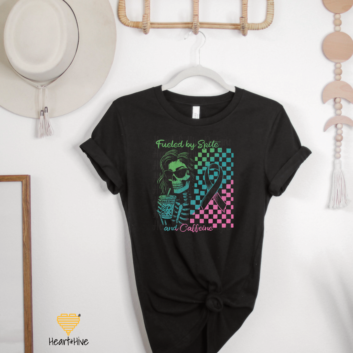 Fueled By Spite and Caffeine Metastatic Breast Cancer // Unisex Tee // BLACK