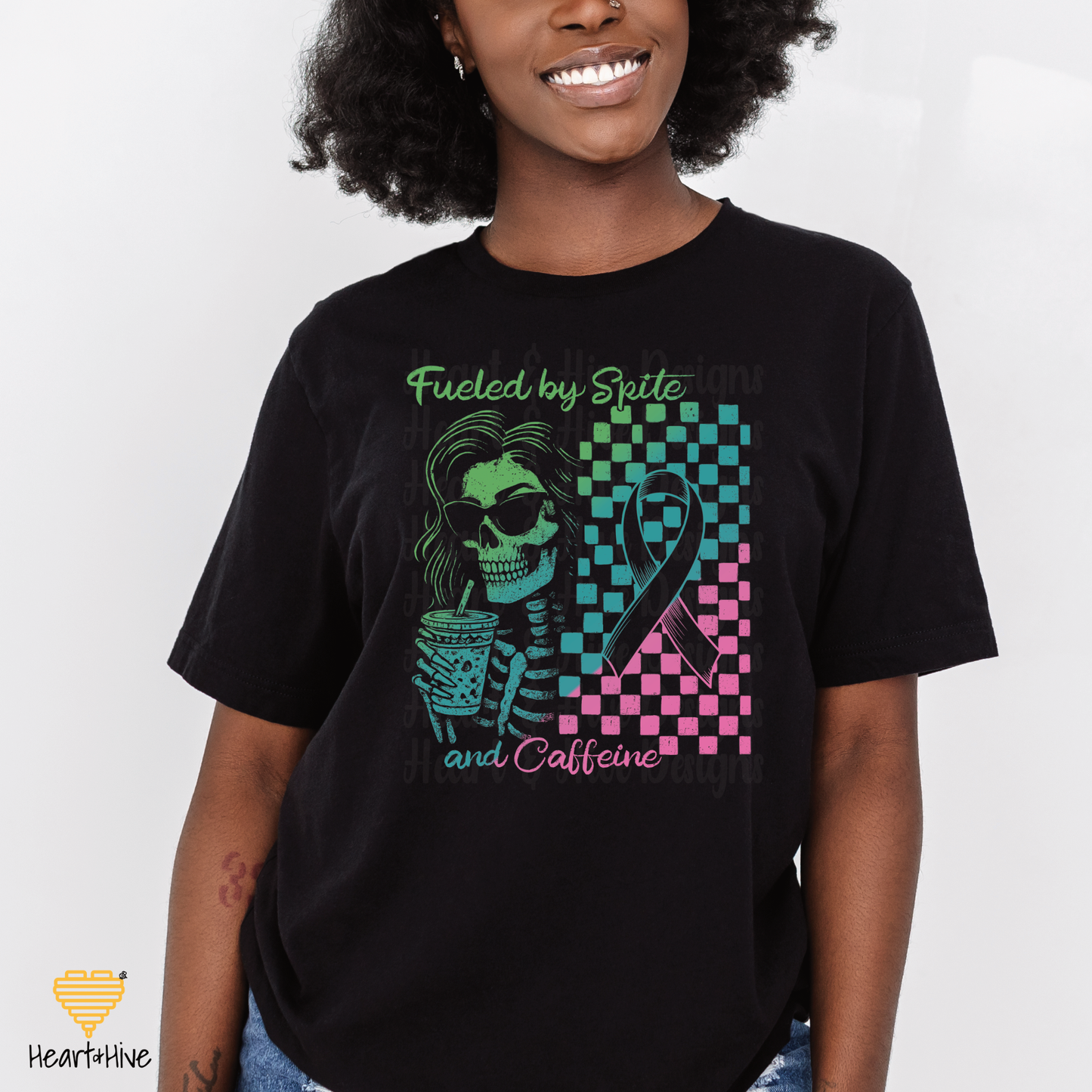 Fueled By Spite and Caffeine Metastatic Breast Cancer // Unisex Tee // BLACK