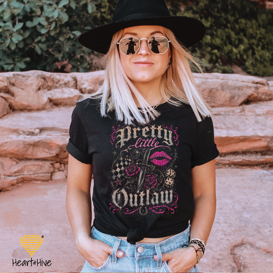 Pretty Little Outlaw Graphic Tee - Women's Western Punk Style Shirt // Unisex Tee // Black